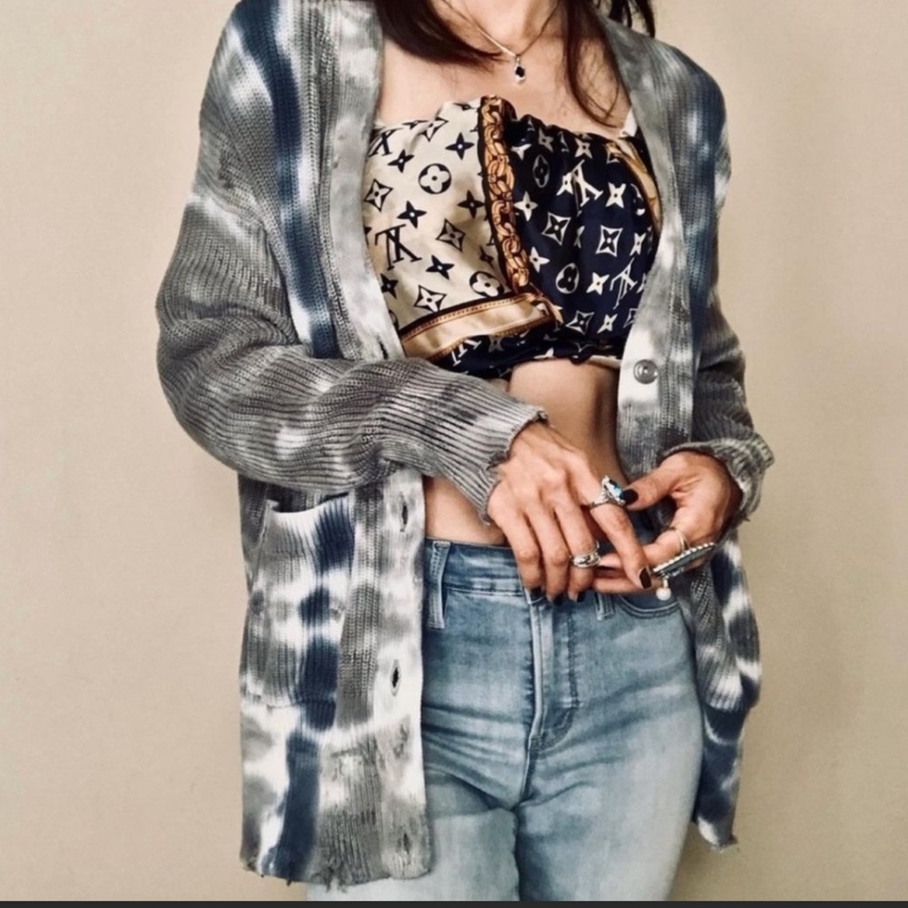 - Revolve Young Fabulous and Broke Inde Cardigan Blue Camo Wash. Size M/…